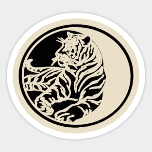 Tiger Silhouette In Black Tribal Tattoo Style Vector Art Sticker